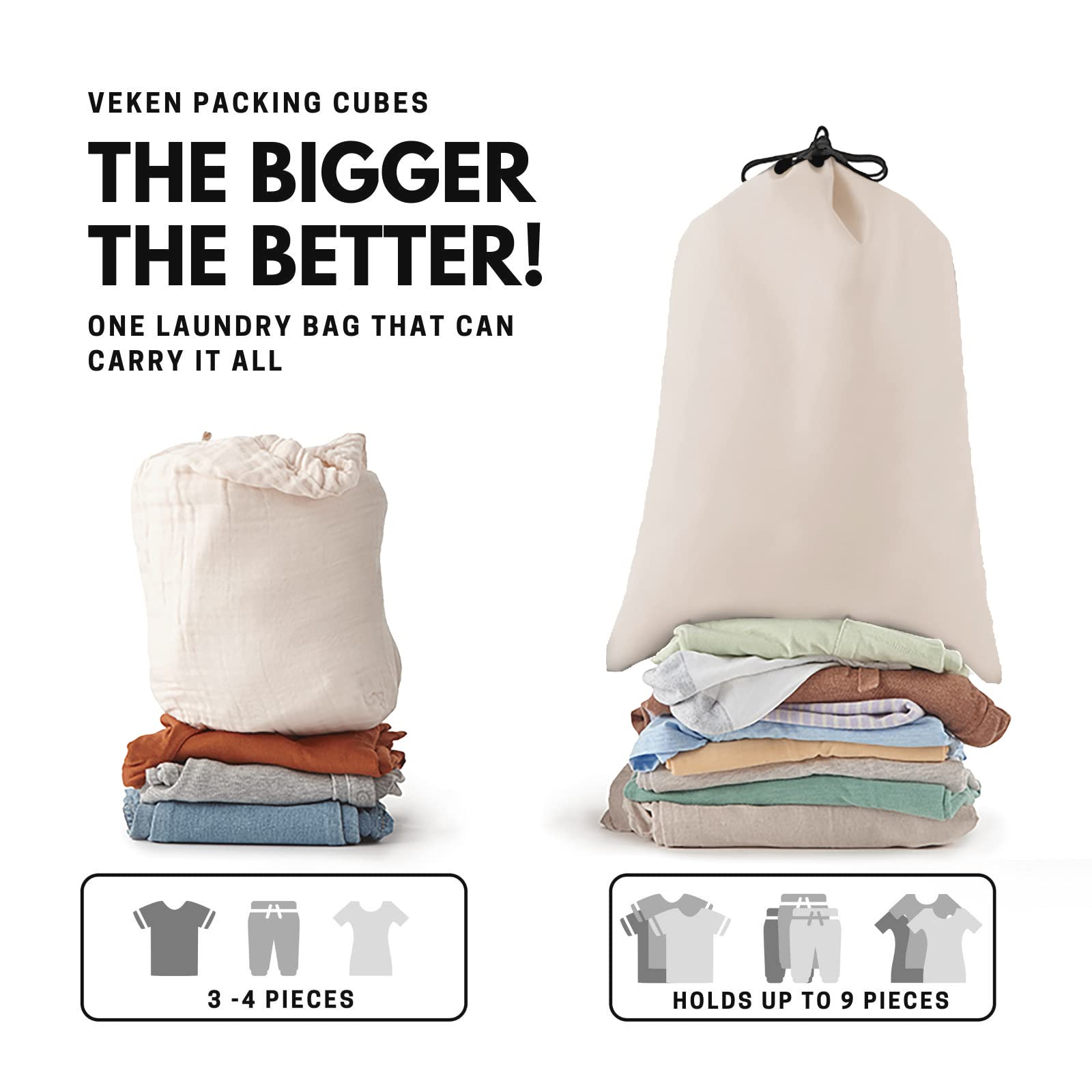 Veken Packing Cubes | 6 Set | Cream - aborderproducts