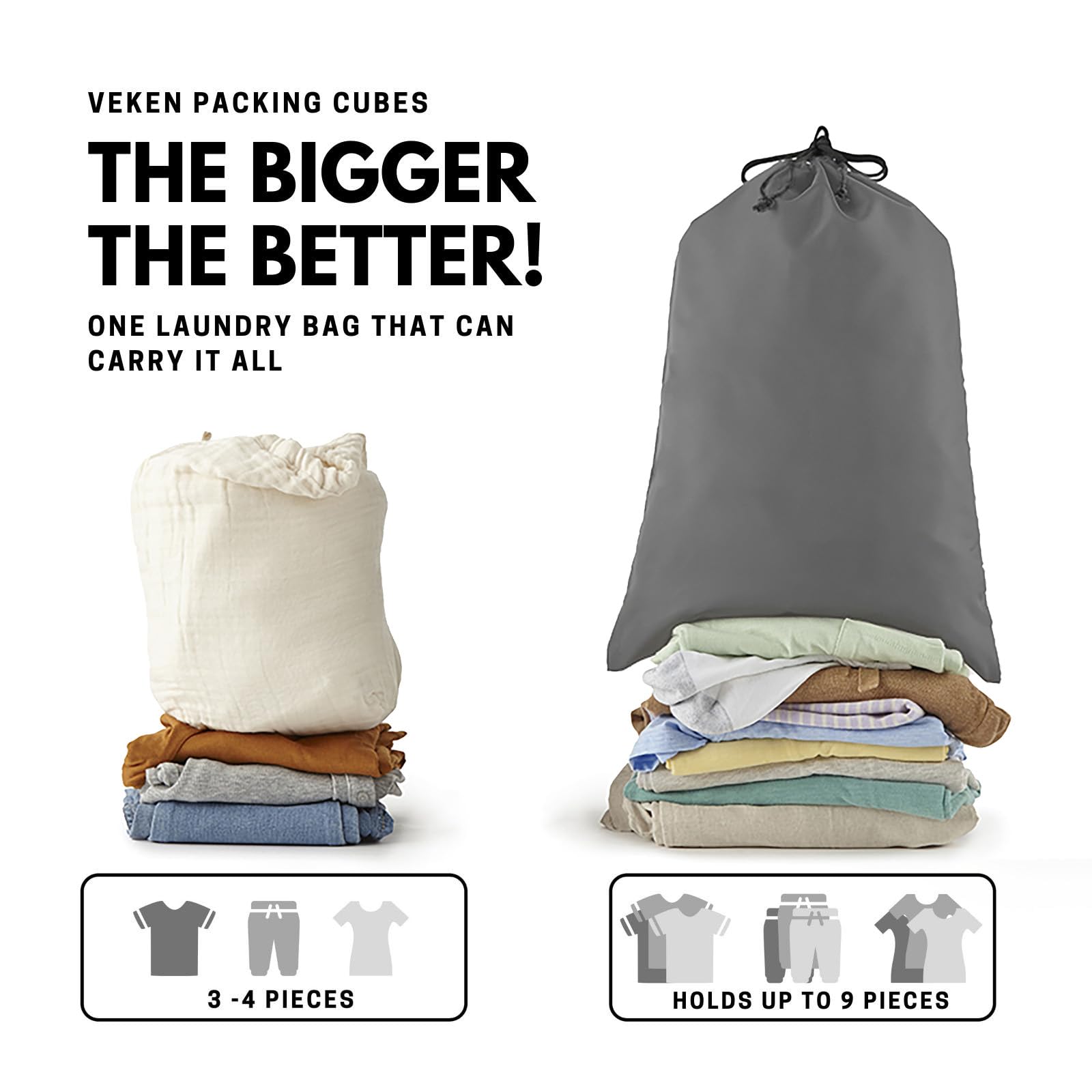 Veken Packing Cubes | 6 Set | Gray - aborderproducts