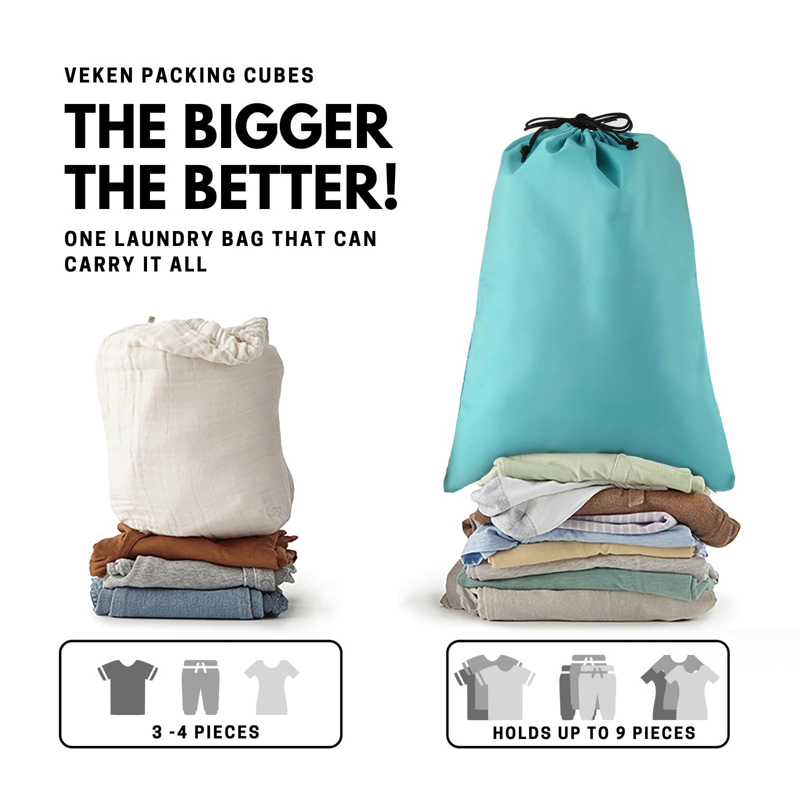 Veken Packing Cubes | 6 Set | Cyan - aborderproducts
