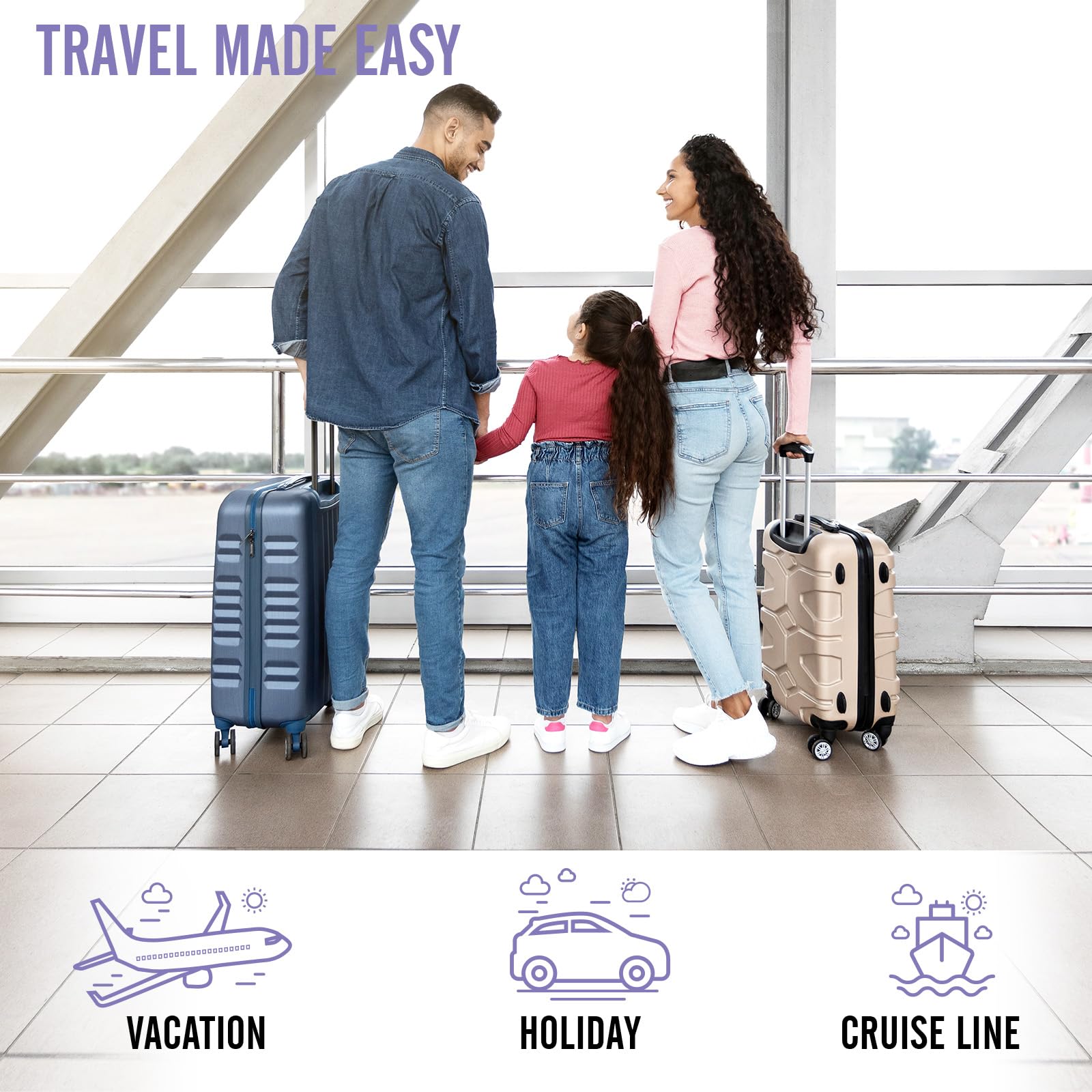 Veken 8 Piece Set Travel Packing Cubes | Light Purple - aborderproducts