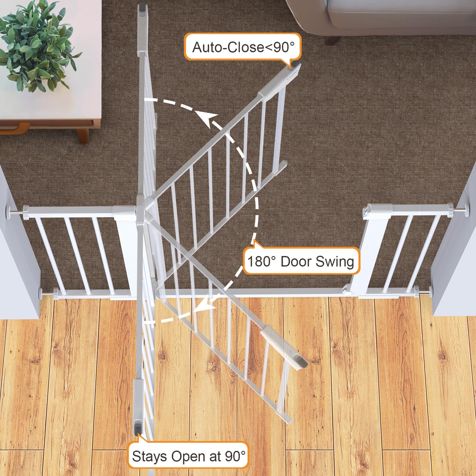 CUMBOR | SAFETY GATE | 29.7-46"W x 30.5"H | White - aborderproducts