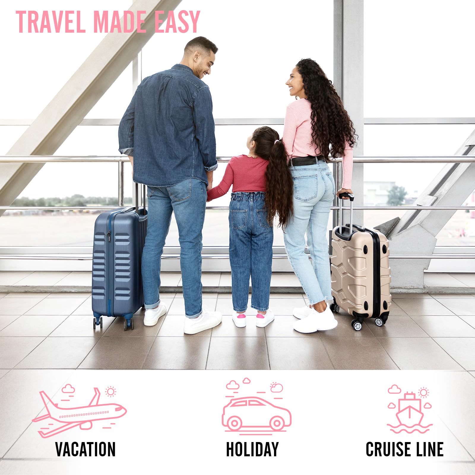 Veken 8 Piece Set Travel Packing Cubes | Pink - aborderproducts