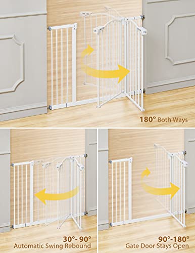 InnoTruth Wide Baby Gate for Dogs, Auto Close Pet Gate 29” to 39.6” Width with 30” Height, Tall Safety Coverage for Stairs, Hallways, Bedrooms, Wall Pressure Mount, White - aborderproducts