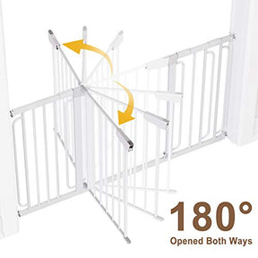 Cumbor 29.7-57" Baby Gate for Stairs, Extra Wide Dog Gate for Doorways, Pressure Mounted Walk Through Safety Child Gate for Kids Toddler, Adjustable Tall Pet Puppy Fence Gate, White - aborderproducts