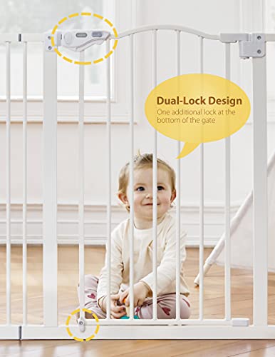 InnoTruth Wide Baby Gate for Dogs, Auto Close Pet Gate 29” to 39.6” Width with 30” Height, Tall Safety Coverage for Stairs, Hallways, Bedrooms, Wall Pressure Mount, White - aborderproducts