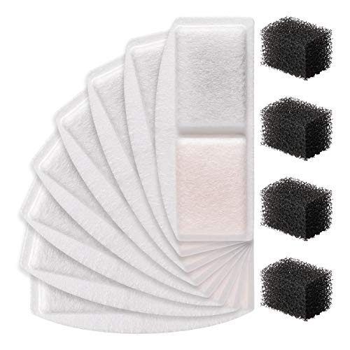 Veken 8 Pack Replacement Filters & 4 Pack Replacement Pre-Filter Sponges for 100oz/3L Automatic Pet Fountain Cat Water Fountain Dog Water Fountain - aborderproducts