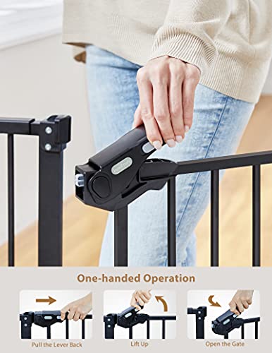InnoTruth Extra Tall Baby Gate for Stairs and Doorways, 29”to 39.6” Adjustable Width with 36”Height,Dog Gate with Wall Pressure Mounted Frame, Auto Close Baby Gates for Toddler and Pet, Black - aborderproducts
