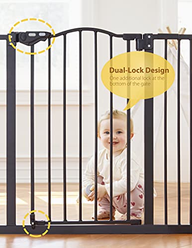 InnoTruth Wide Baby Gate for Dogs, Auto Close Pet Gate 29” to 39.6” Width with 30” Height, Tall Safety Coverage for Stairs, Hallways, Bedrooms, Wall Pressure Mount, Black - aborderproducts