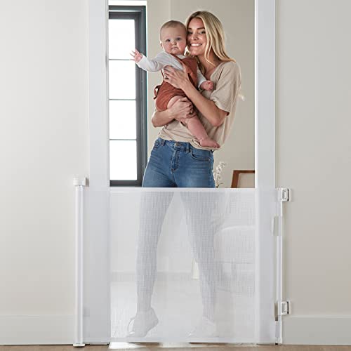 Mesh Baby Gate, 33 Tall, 0-55 Inches Wide, White, Cumbor