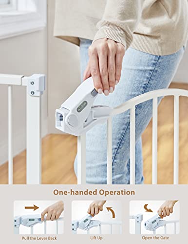 InnoTruth Wide Baby Gate for Dogs, Auto Close Pet Gate 29” to 39.6” Width with 30” Height, Tall Safety Coverage for Stairs, Hallways, Bedrooms, Wall Pressure Mount, White - aborderproducts