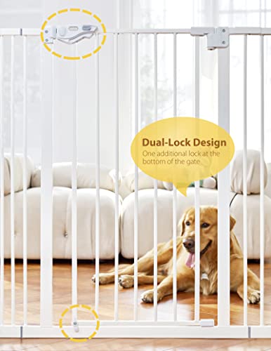 InnoTruth Extra Tall Baby Gate for Stairs and Doorways, 29”to 39.6” Adjustable Width with 36”Height,Dog Gate with Wall Pressure Mounted Frame, Auto Close Baby Gates for Toddler and Pet, White - aborderproducts