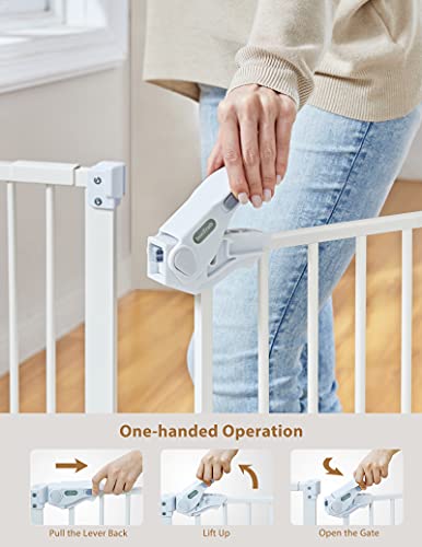 InnoTruth Extra Tall Baby Gate for Stairs and Doorways, 29”to 39.6” Adjustable Width with 36”Height,Dog Gate with Wall Pressure Mounted Frame, Auto Close Baby Gates for Toddler and Pet, White - aborderproducts