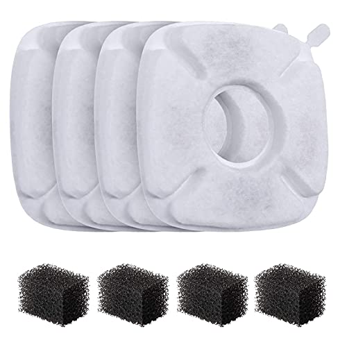 Veken 4 Pack Replacement Filters & 4 Pack Replacement Pre-Filter Sponges for 95oz/2.8L Automatic Pet Fountain Cat Water Fountain Dog Water Dispenser - aborderproducts