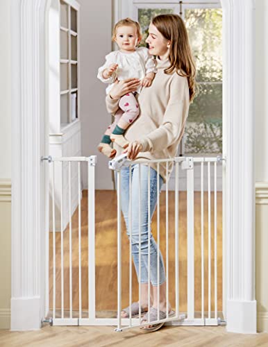 InnoTruth Extra Tall Baby Gate for Stairs and Doorways, 29”to 39.6” Adjustable Width with 36”Height,Dog Gate with Wall Pressure Mounted Frame, Auto Close Baby Gates for Toddler and Pet, White - aborderproducts