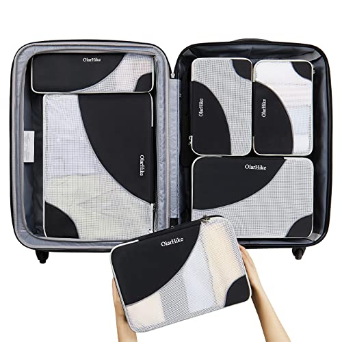 OlarHike 8 Set Packing Cubes, Travel Luggage Organizers,Black