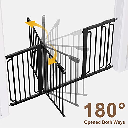 Cumbor 29.7-57" Baby Gate for Stairs, Extra Wide Dog Gate for Doorways, Pressure Mounted Walk Through Safety Child Gate for Kids Toddler, Adjustable Tall Pet Puppy Fence Gate, Black - aborderproducts