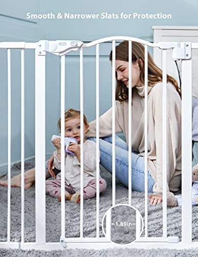 InnoTruth Wide Baby Gate for Dogs, Auto Close Pet Gate 29” to 39.6” Width with 30” Height, Tall Safety Coverage for Stairs, Hallways, Bedrooms, Wall Pressure Mount, White - aborderproducts