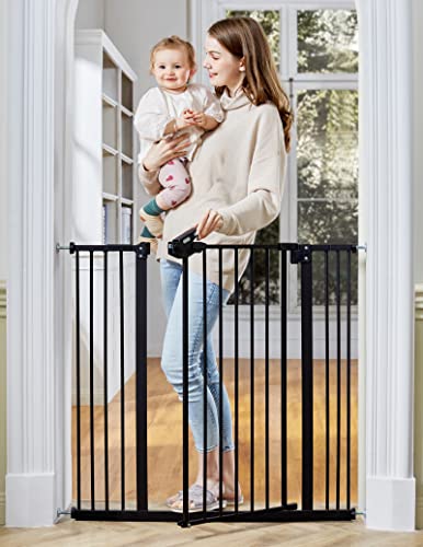 InnoTruth Extra Tall Baby Gate for Stairs and Doorways, 29”to 39.6” Adjustable Width with 36”Height,Dog Gate with Wall Pressure Mounted Frame, Auto Close Baby Gates for Toddler and Pet, Black - aborderproducts