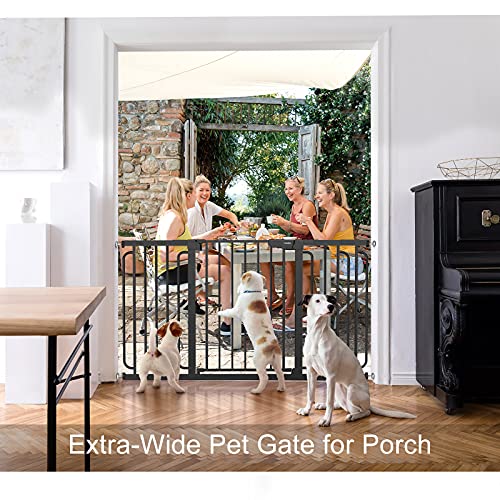Cumbor 29.7-57" Baby Gate for Stairs, Extra Wide Dog Gate for Doorways, Pressure Mounted Walk Through Safety Child Gate for Kids Toddler, Adjustable Tall Pet Puppy Fence Gate, Black - aborderproducts