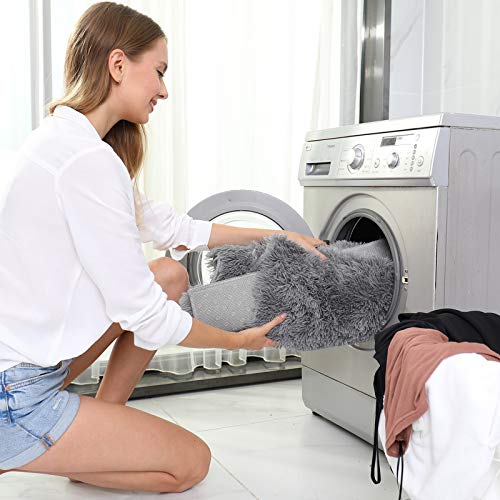 Ophanie Machine Washable Rugs for Bedroom, Fluffy Grey Shaggy Soft Area Rug, Non-Slip Indoor Floor Carpet for Living Room, Kids Baby Boys Teen Dorm Home Decor Aesthetic, Nursery, 4 x 5.3 Feet Gray - aborderproducts