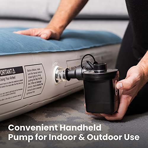 InnoTruth Camping Queen Air Mattress Bed, Single High Inflatable Airbed for Guests, Raised Elevated Blow Up Mattresses with Rechargeable Electric Pump, Portable and Foldable Bed for Home Travel - aborderproducts
