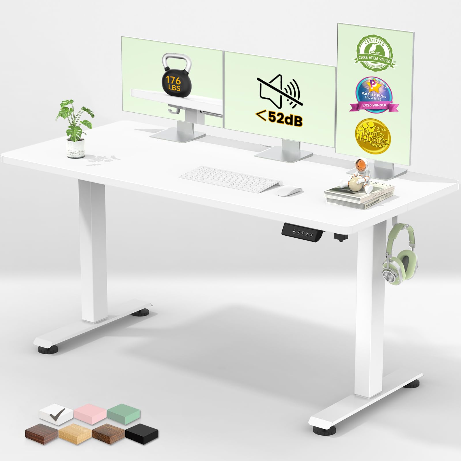 White electric height adjustable standing desk