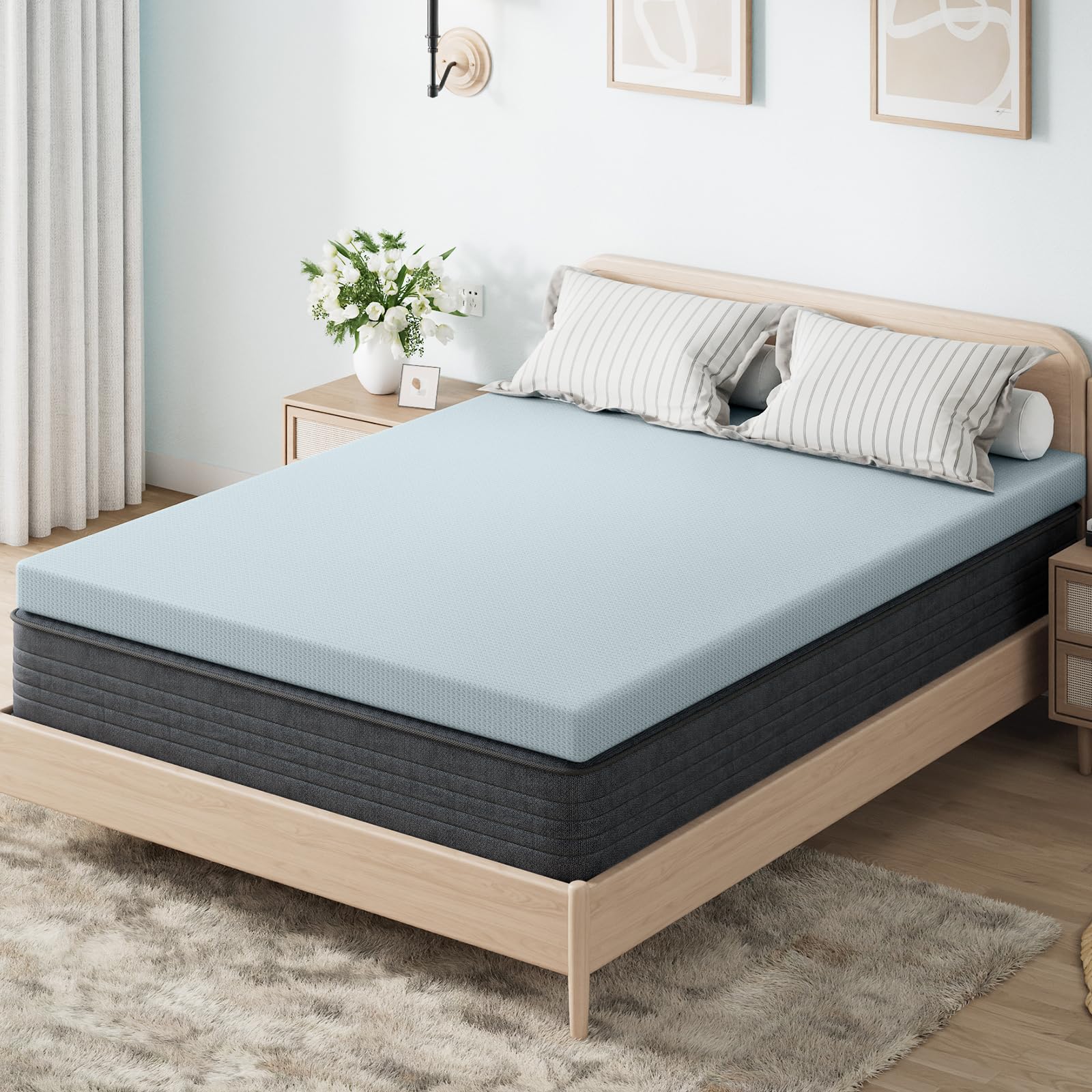 Memory foam mattress topper pad with cover