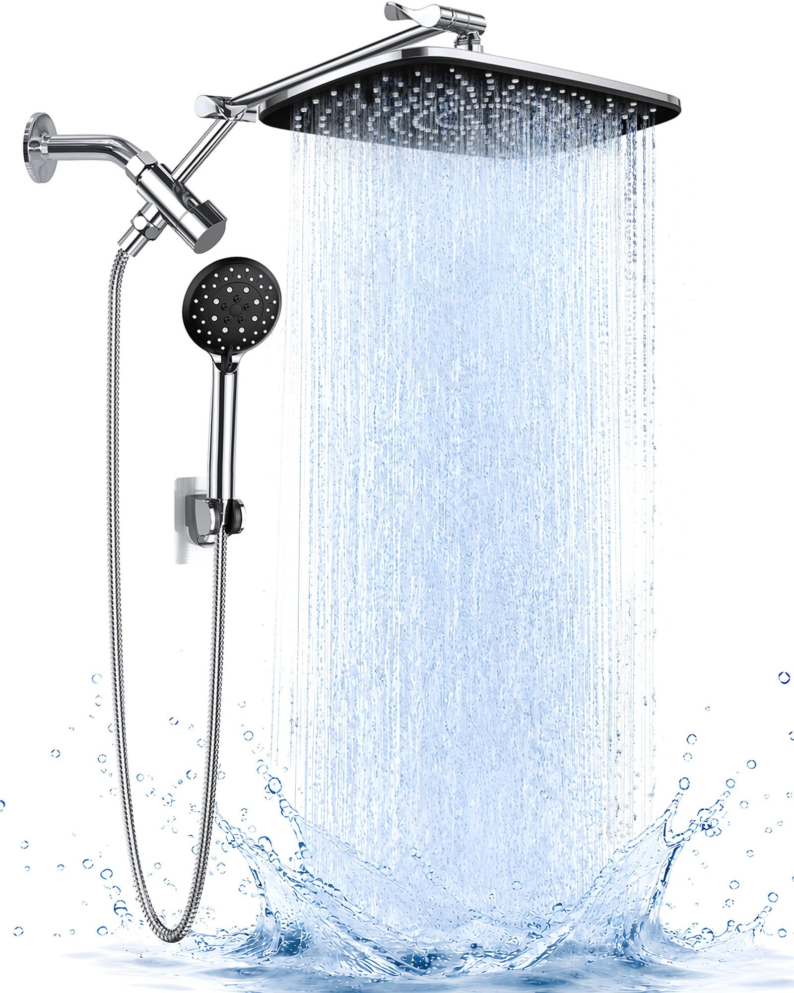 High pressure rain shower head with handheld spray