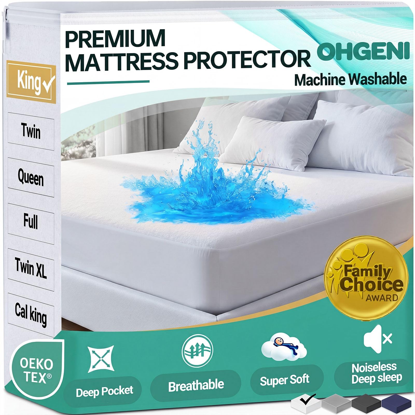 Waterproof fitted mattress protector with deep pockets