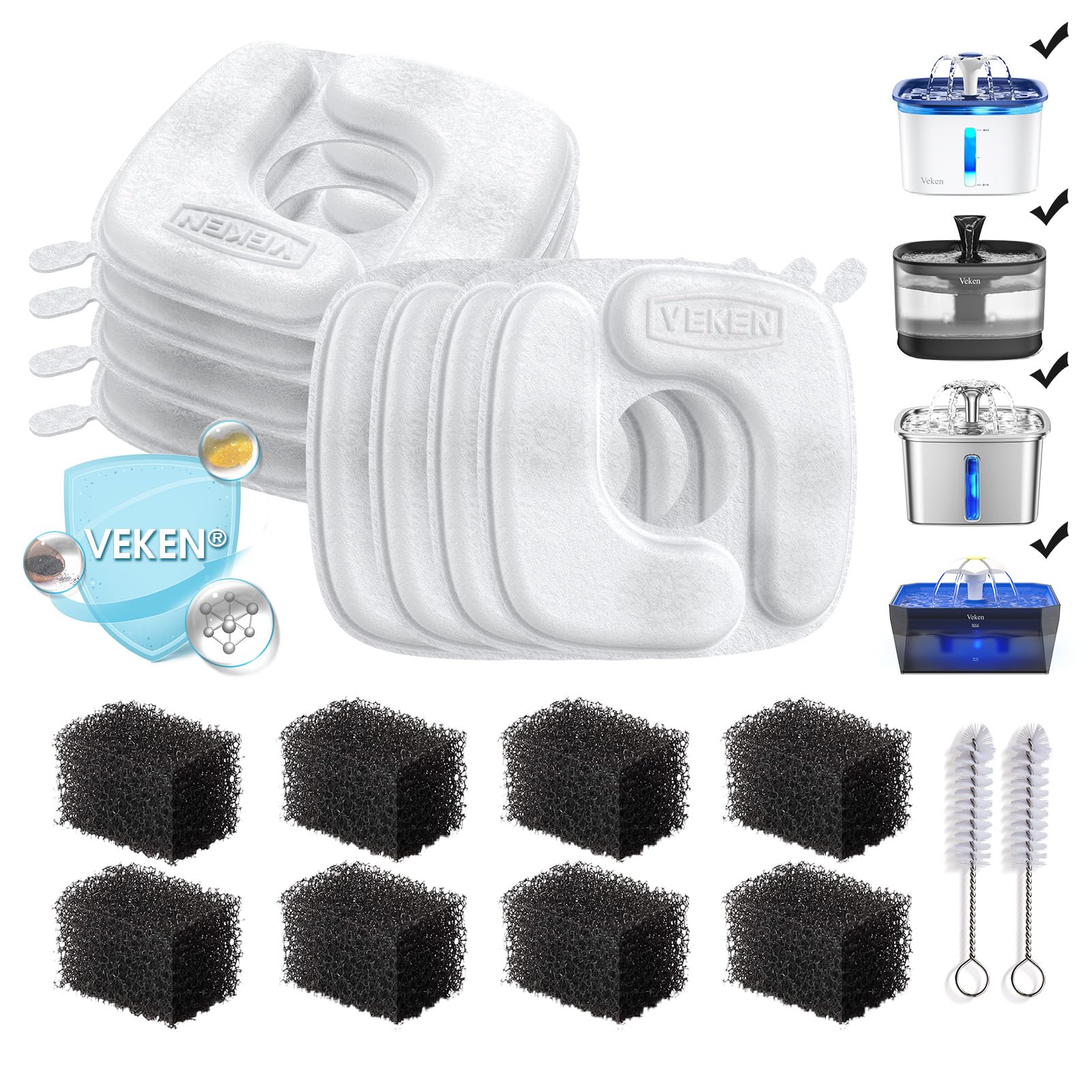 Replacement filters and pre-filters for a pet water fountain