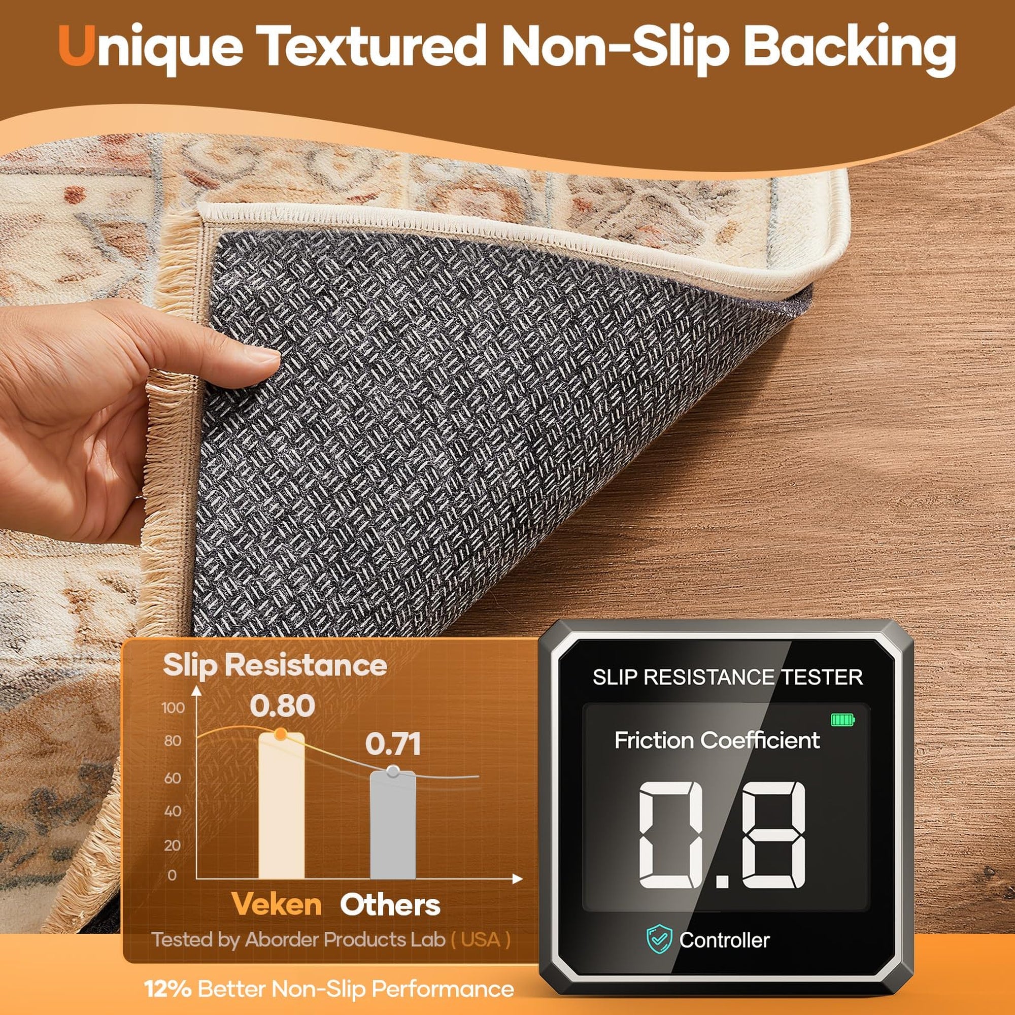 Non slip felt and silicone rug pad