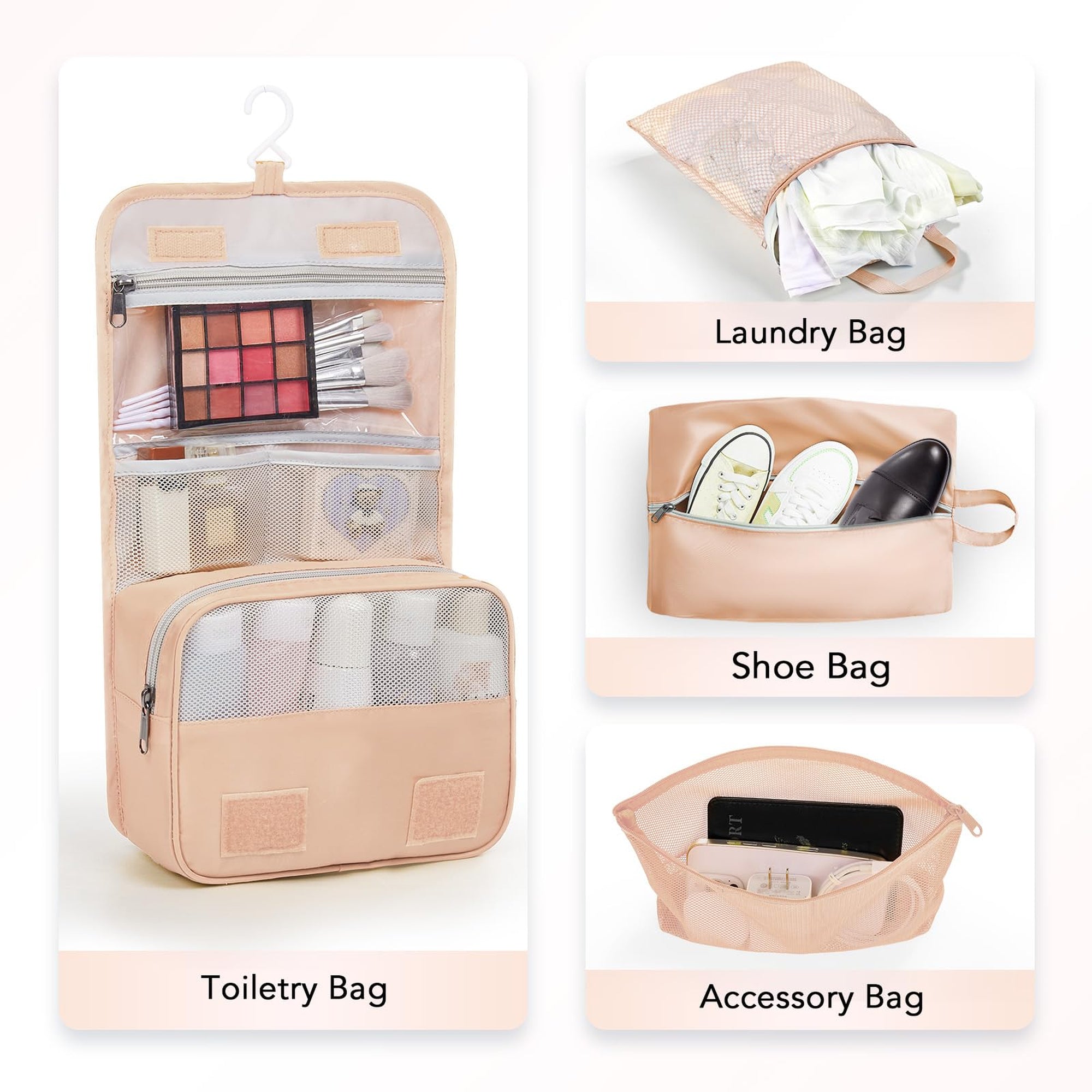 Gold compression packing cubes for a suitcase