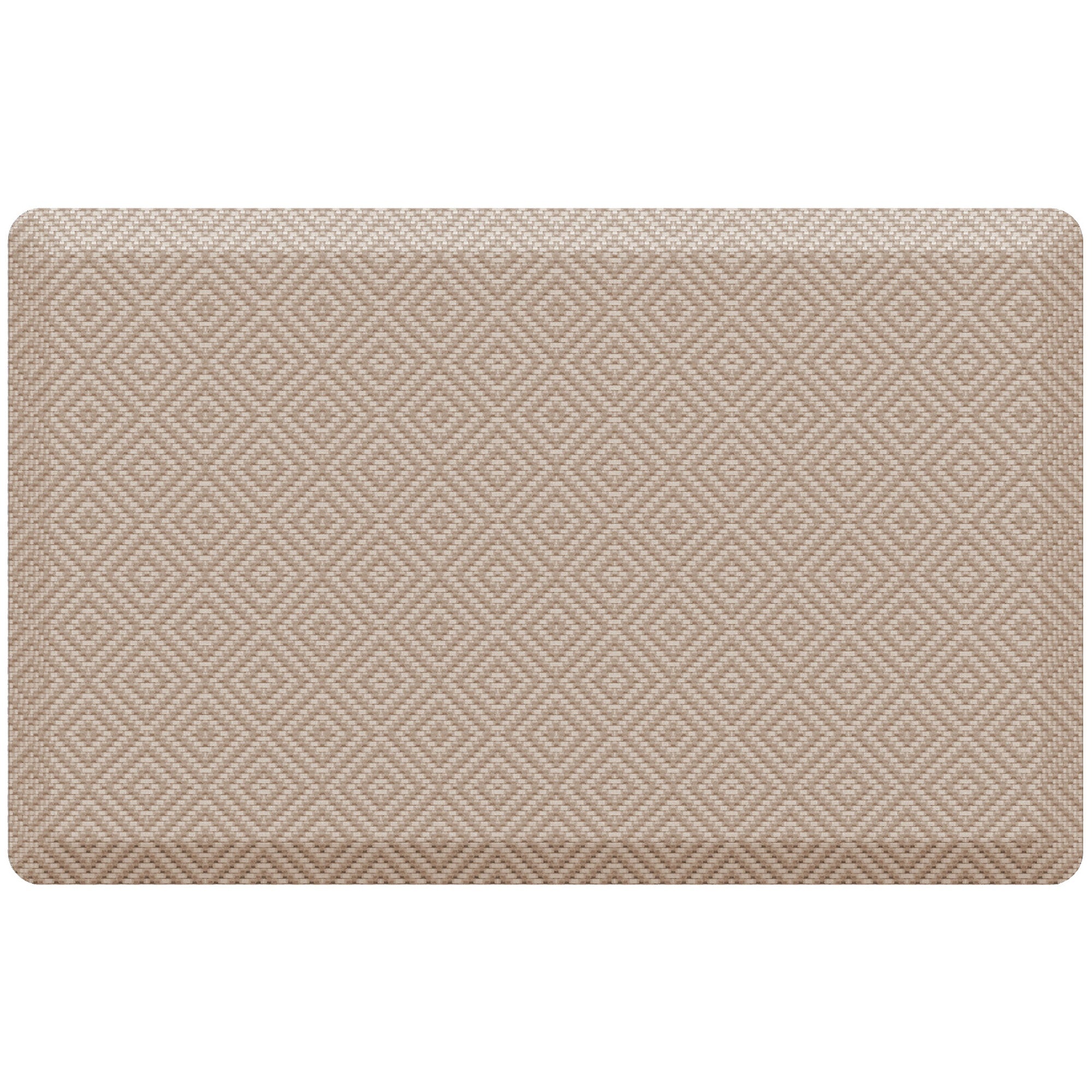 Beige cushioned kitchen mat by a sink
