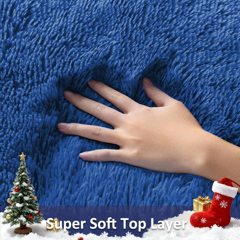 Ophanie 4x6 Area Rug Non Slip Plush Shag Bedroom Living Room Carpet Royal Blue Soft Fluffy Floor Rug-zoom-