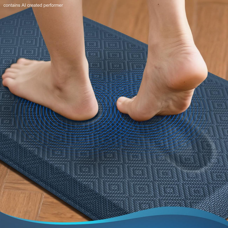 Ophanie 20x39 Kitchen Mat 3/4 Inch Thick Anti Fatigue Cushioned Floor Rug Waterproof Non Slip Standing Mat Blue-zoom-