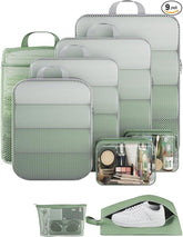 Veken 9 Set Compression Packing Cubes(Matcha Green) - aborderproducts