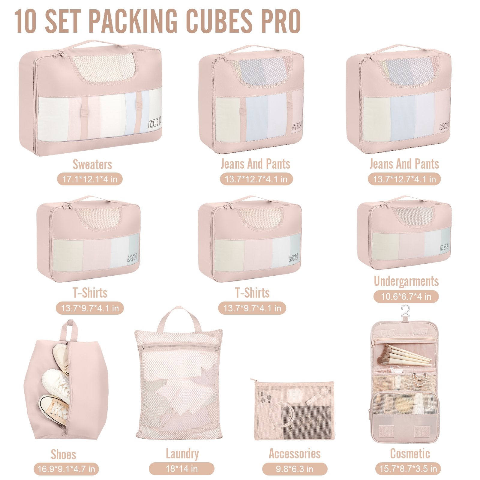 Veken | Packing Cubes | 10 Set | Cream - aborderproducts
