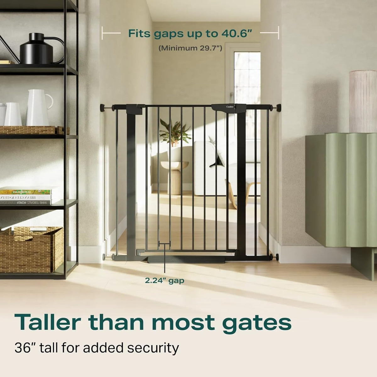 Cumbor | Safety Gate | 36" | 29.7-40.6W x 36"H | Black - aborderproducts