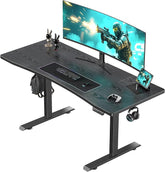 Veken 63 Inch Electric Standing Desk, Sit to Stand Up, Work Home Office Computer Table for Study, Walking Pad, Writing, and Games, Wooden Desktop Desks, Black - aborderproducts