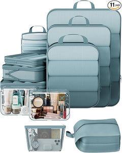 Veken 11 Set Compression Packing Cubes(Blue Gray) - aborderproducts