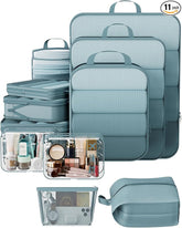 Veken 11 Set Compression Packing Cubes(Blue Gray) - aborderproducts