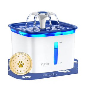 Veken | Pet Fountain | 95oz/2.8L| Blue | Plastic - aborderproducts