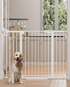 Cumbor 36" Extra Tall 29.7"-51.5" Baby Gate for Stairs, Easy Wall Through Dog Gates for Doorways Extra Wide, Pressure Mounted Tall Pet Gate Indoor, Safety Auto-Close Child Gate for Kids, White - aborderproducts