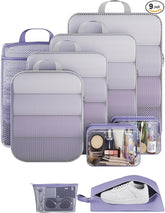 Veken 9 Set Compression Packing Cubes(Purple Gray) - aborderproducts