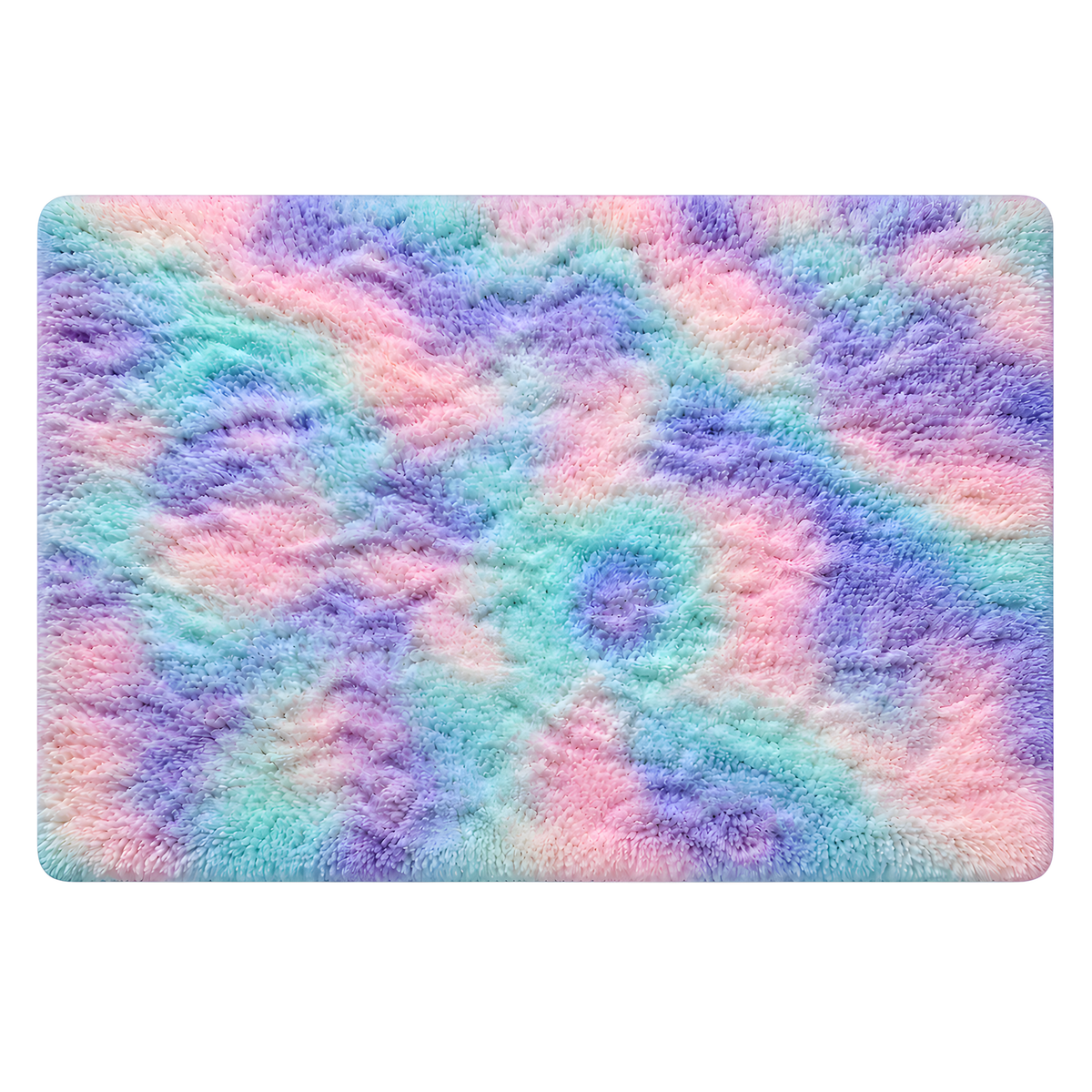 Ophanie 4x6 Mermaid Rainbow Area Rug Soft Fluffy Shag Bedroom Rug for Girls Kids Plush Carpet-zoom-1