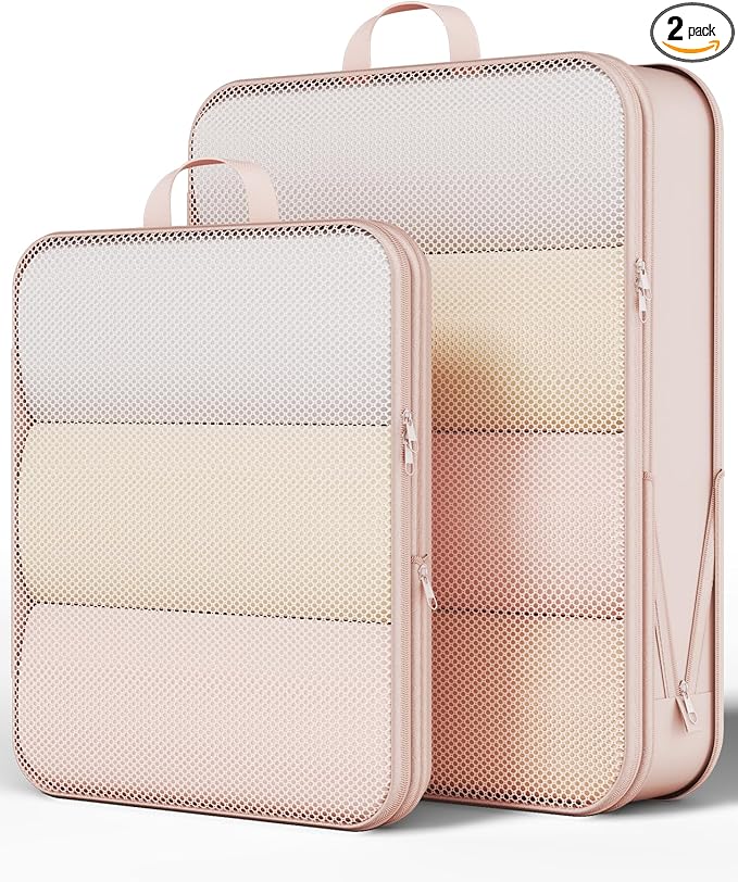 Veken 2 Set Compression Packing Cubes(Beige) - aborderproducts