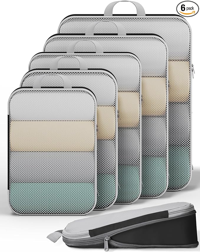 Veken 6 Set Compression Packing Cubes(Black) - aborderproducts