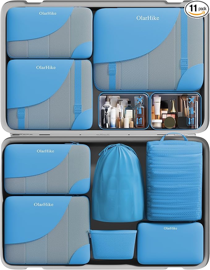 Travel Makeup Organizer M3V1 (6+5) 11-Piece Set Azure Blue