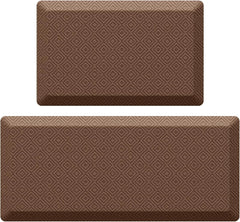 Ophanie | Anti Fatigue Cushioned Mat | 2 Pack | 20"x 32" + 20"x 48"| Brown - aborderproducts