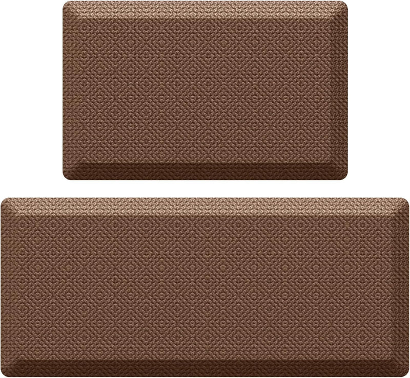 Ophanie | Anti Fatigue Cushioned Mat | 2 Pack | 20"x 32" + 20"x 48"| Brown-zoom-
